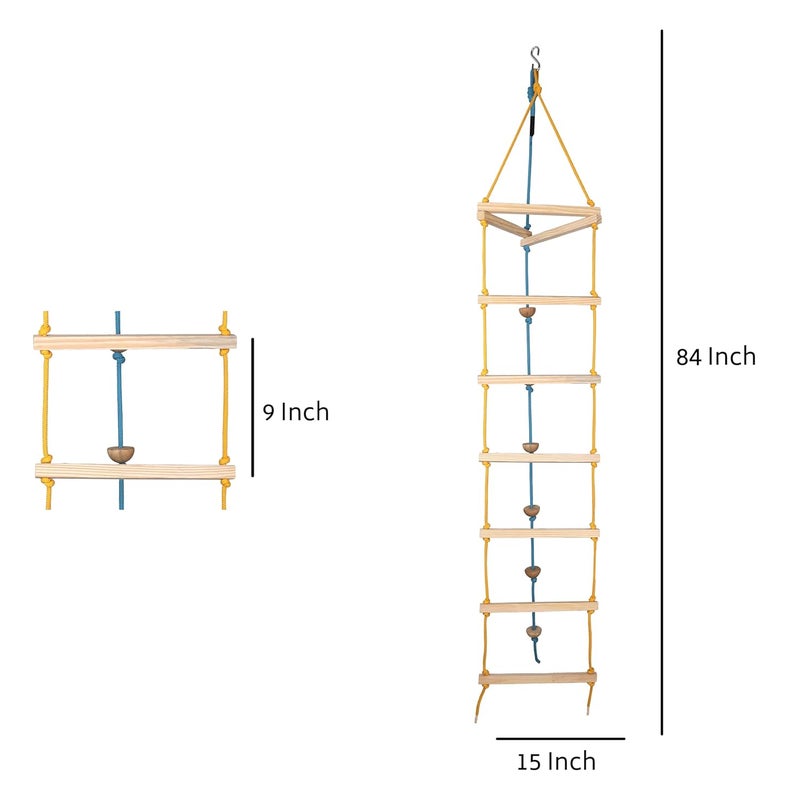BOFFLE Rope Ladder for Kids | Climbing Stairs for Kids | Wooden Scales for Kids for Physical Activity | Indoor Outdoor Games for Kids for 3 to 10 Years - Image 3