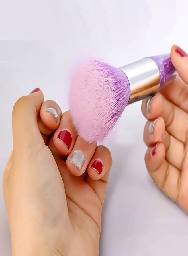 SILPECWEE فرش أظافر سيليبيكوي 3 قطع فرشاة غبار الأظافر فرشاة تنظيف الأظافر فرشاة أحمر الخدود فرش مكياج فرشاة مسحوق الأظافر فرشاة العناية بالأظافر مستلزمات فن الأظافر - Image 3