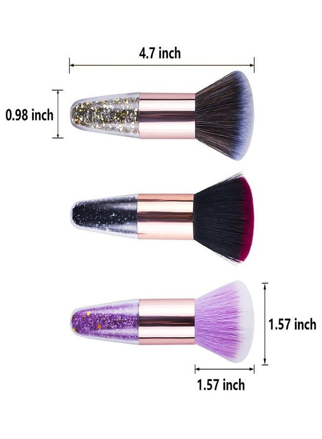 SILPECWEE فرش أظافر سيليبيكوي 3 قطع فرشاة غبار الأظافر فرشاة تنظيف الأظافر فرشاة أحمر الخدود فرش مكياج فرشاة مسحوق الأظافر فرشاة العناية بالأظافر مستلزمات فن الأظافر - Image 2