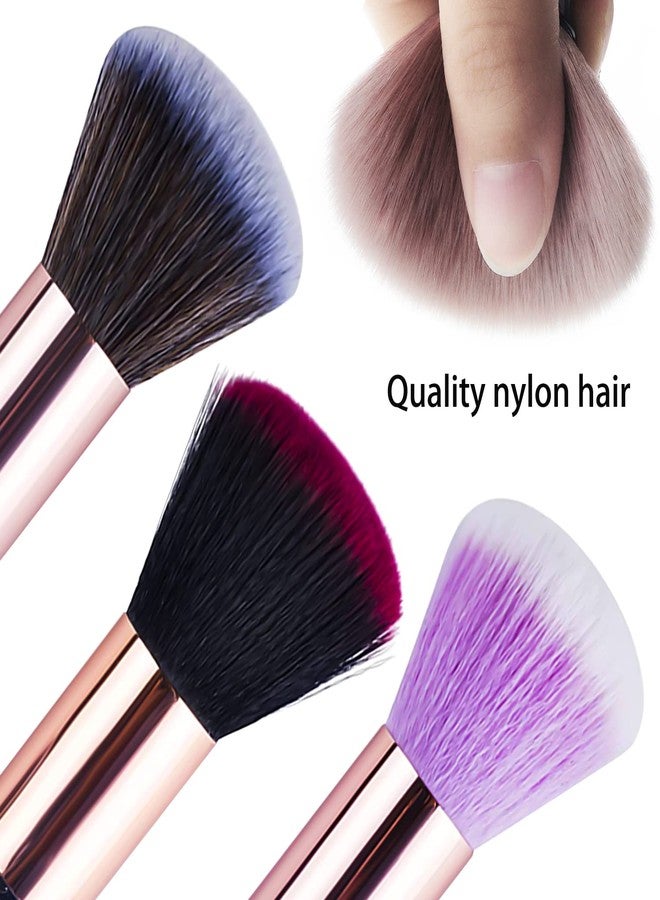 SILPECWEE فرش أظافر سيليبيكوي 3 قطع فرشاة غبار الأظافر فرشاة تنظيف الأظافر فرشاة أحمر الخدود فرش مكياج فرشاة مسحوق الأظافر فرشاة العناية بالأظافر مستلزمات فن الأظافر - Image 4