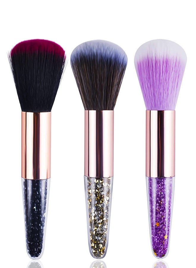 SILPECWEE فرش أظافر سيليبيكوي 3 قطع فرشاة غبار الأظافر فرشاة تنظيف الأظافر فرشاة أحمر الخدود فرش مكياج فرشاة مسحوق الأظافر فرشاة العناية بالأظافر مستلزمات فن الأظافر - Image 1