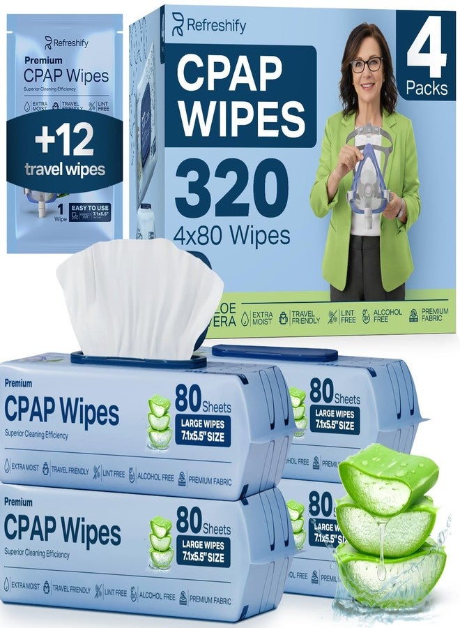 REFRESHIFY CPAP Mask Wipes (320 Count) + 8 Travel - Premium Large and Moist Cleaning Wipes for Mask | Cleaner, Unscented, CPAP Cleaning Supplies - Image 1