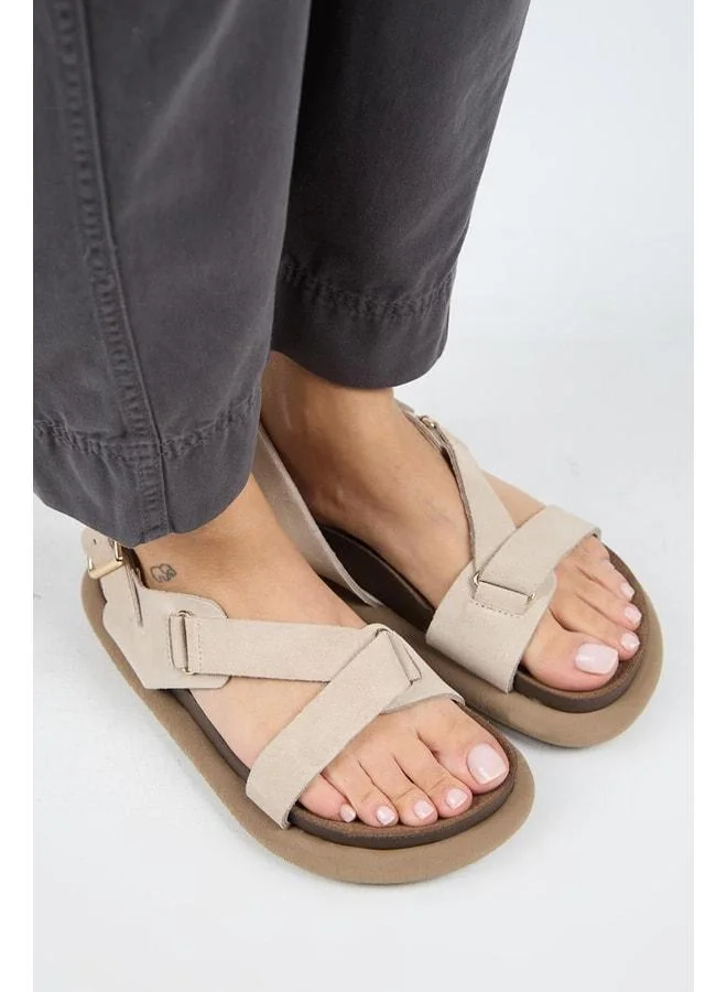 Manijero  Azelya Women's Genuine Leather Buckle Strap Beige Sandal. for Women | Best Price UAE