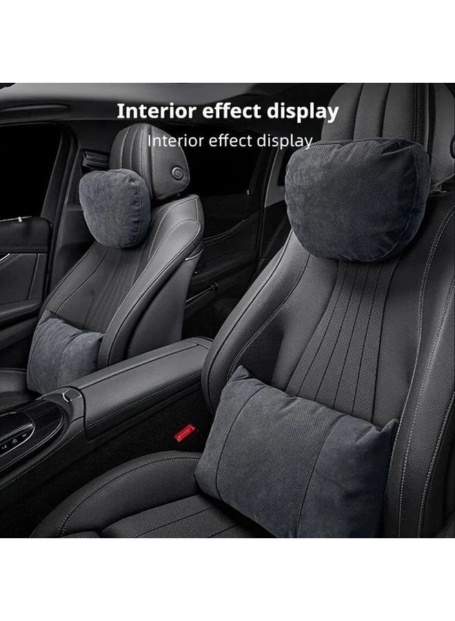 Black Premium Universal Car Headrest and Lumbar Support Set PU Leather Ergonomic Design - Image 5