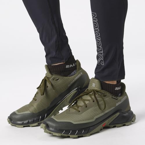 Salomon Men’s Alphacross 5 Gore-Tex, Waterproof Trail Running Shoes - Olive Night/Black/Deep Lichen Green - 10 Medium - Image 2