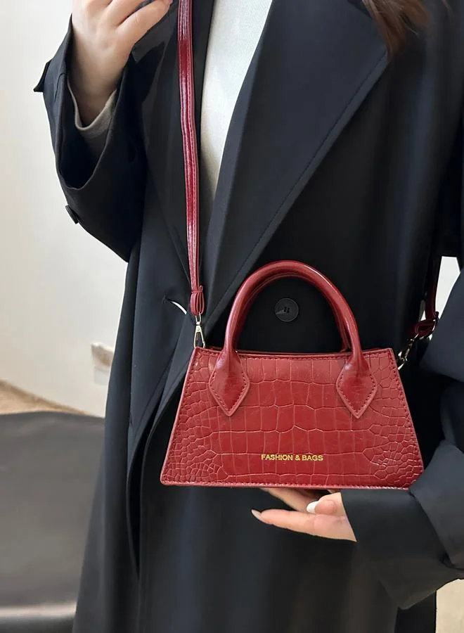 Take Two Red Croc-Embossed Crossbody Bag
