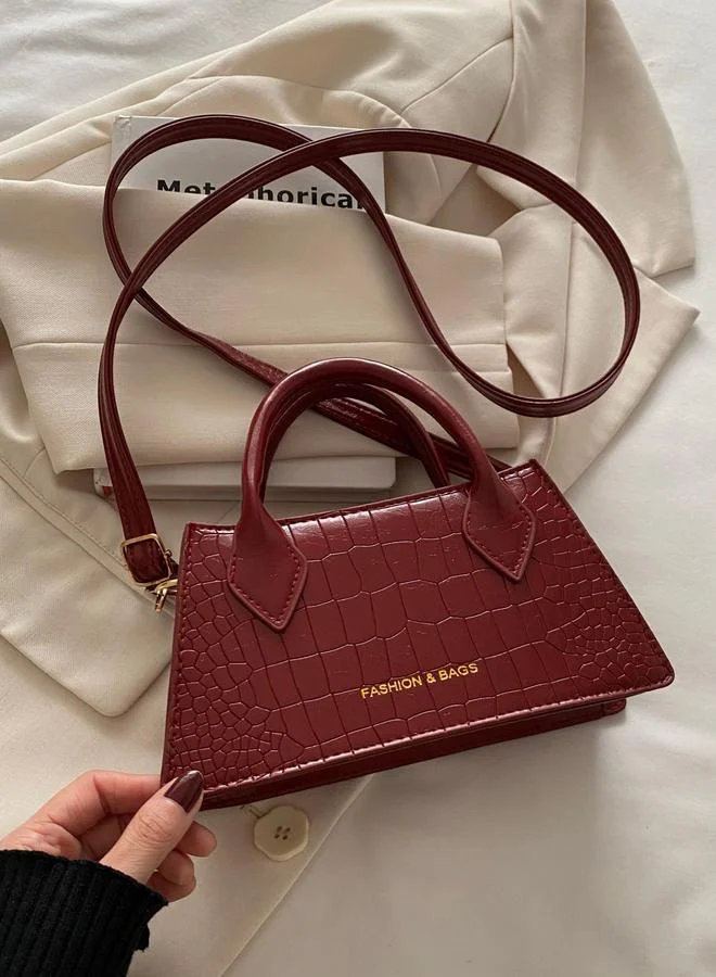 Take Two Red Croc-Embossed Crossbody Bag