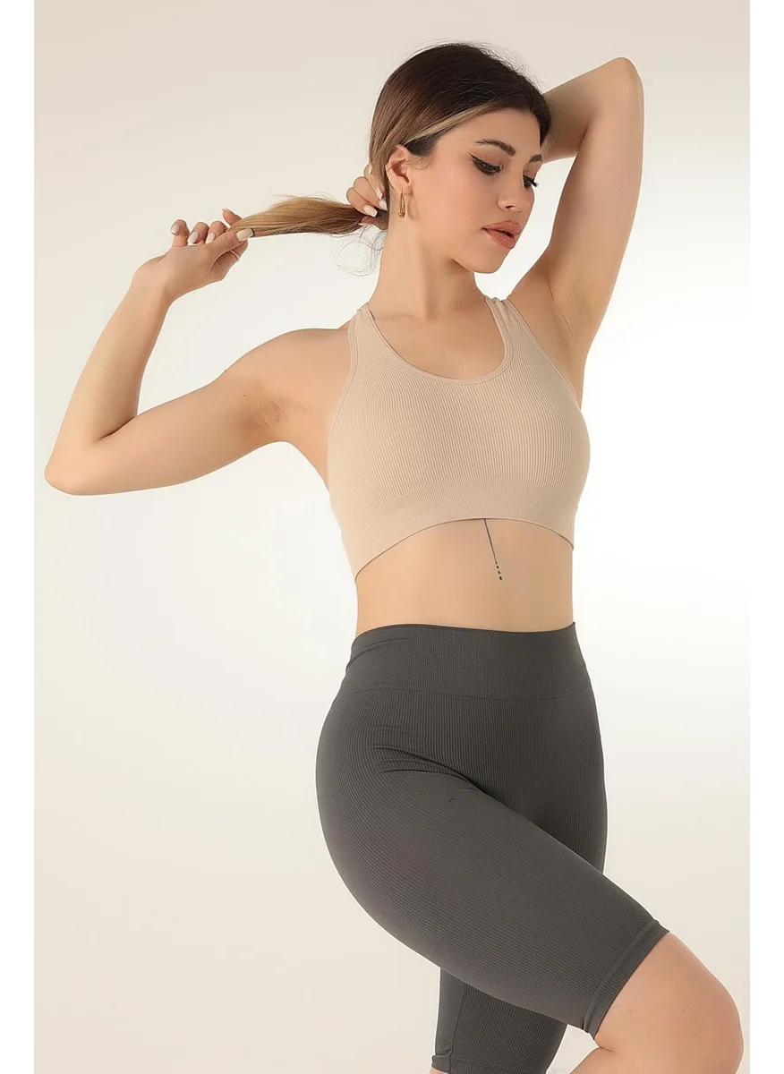 دو رى مى Seamless Knitted Cross Strap Bustier