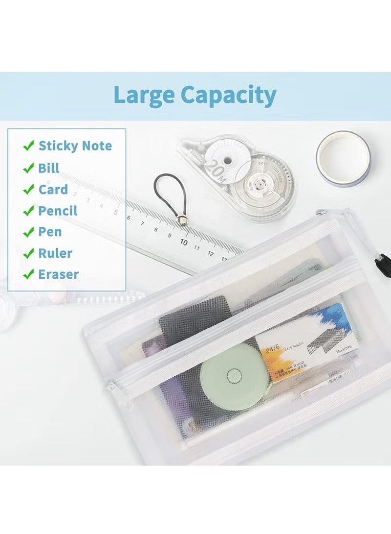 3 Pcs Pencil Case Set, Clear Exam Pencil Pouch, Mesh Zipper Pen Pouch, Nylon Pencil Storage Pouch, Makeup Bag for Women, Portable Office Stationery Pouch for Students Adults - Image 3