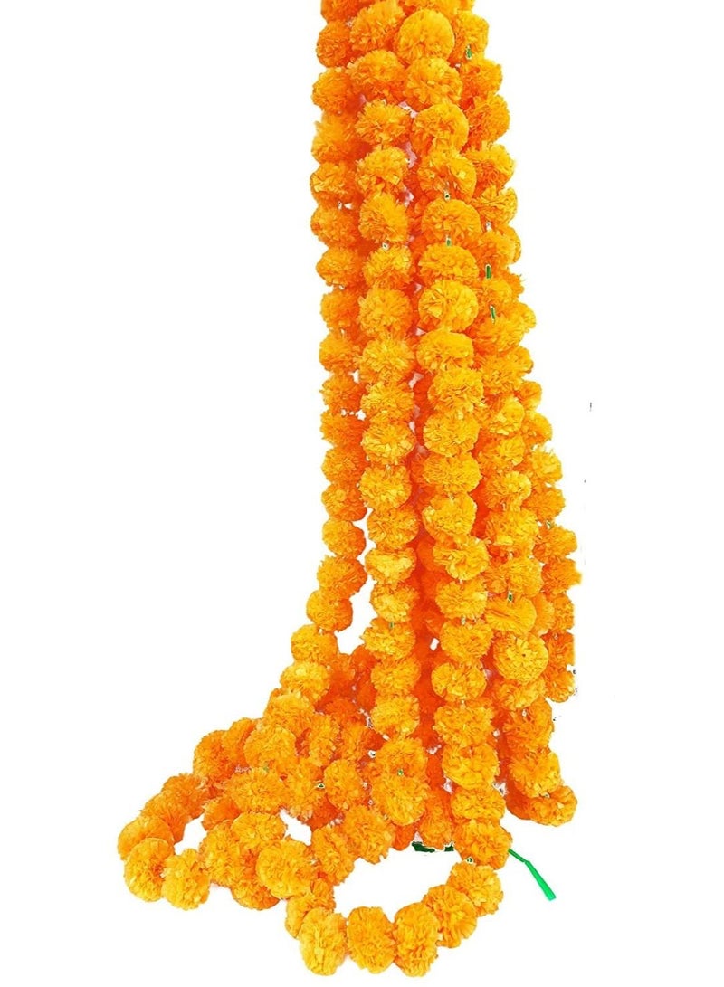 Shreeji Pack of 5 artificial marigold garland string light orange color - Image 2