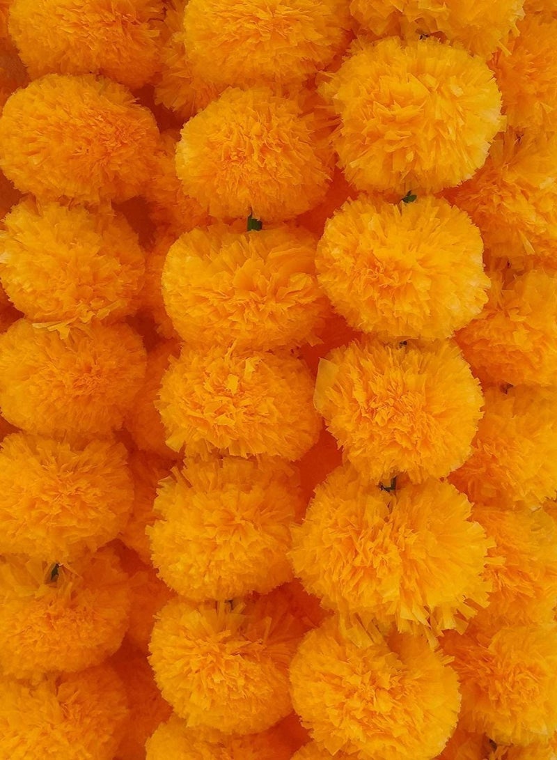 Shreeji Pack of 5 artificial marigold garland string light orange color - Image 1