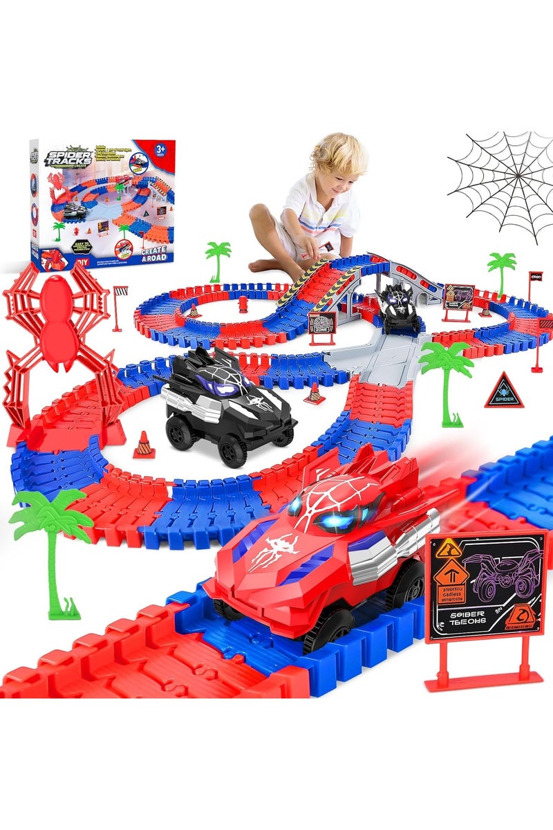 فلاي هسو ألعاب سبايدر للأطفال من عمر 4 إلى 6 سنوات، مسار سباق مكوّن من 212 قطعة للأطفال من عمر 4 إلى 8 سنوات، شاحنة سباق كبيرة، هدية رائعة للأطفال من عمر 3 سنوات فما فوق للأولاد والبنات - Image 1