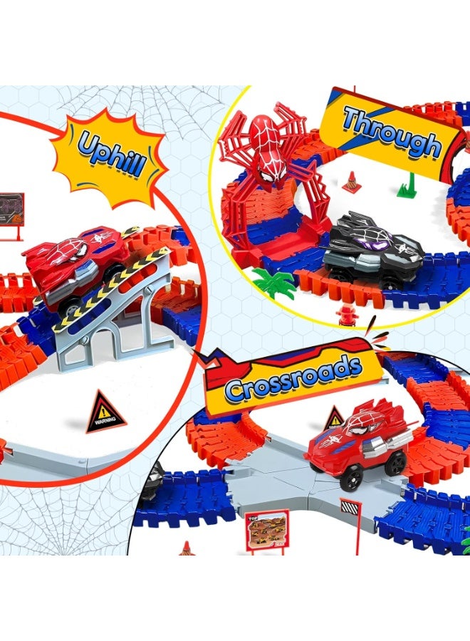 فلاي هسو ألعاب سبايدر للأطفال من عمر 4 إلى 6 سنوات، مسار سباق مكوّن من 212 قطعة للأطفال من عمر 4 إلى 8 سنوات، شاحنة سباق كبيرة، هدية رائعة للأطفال من عمر 3 سنوات فما فوق للأولاد والبنات - Image 2