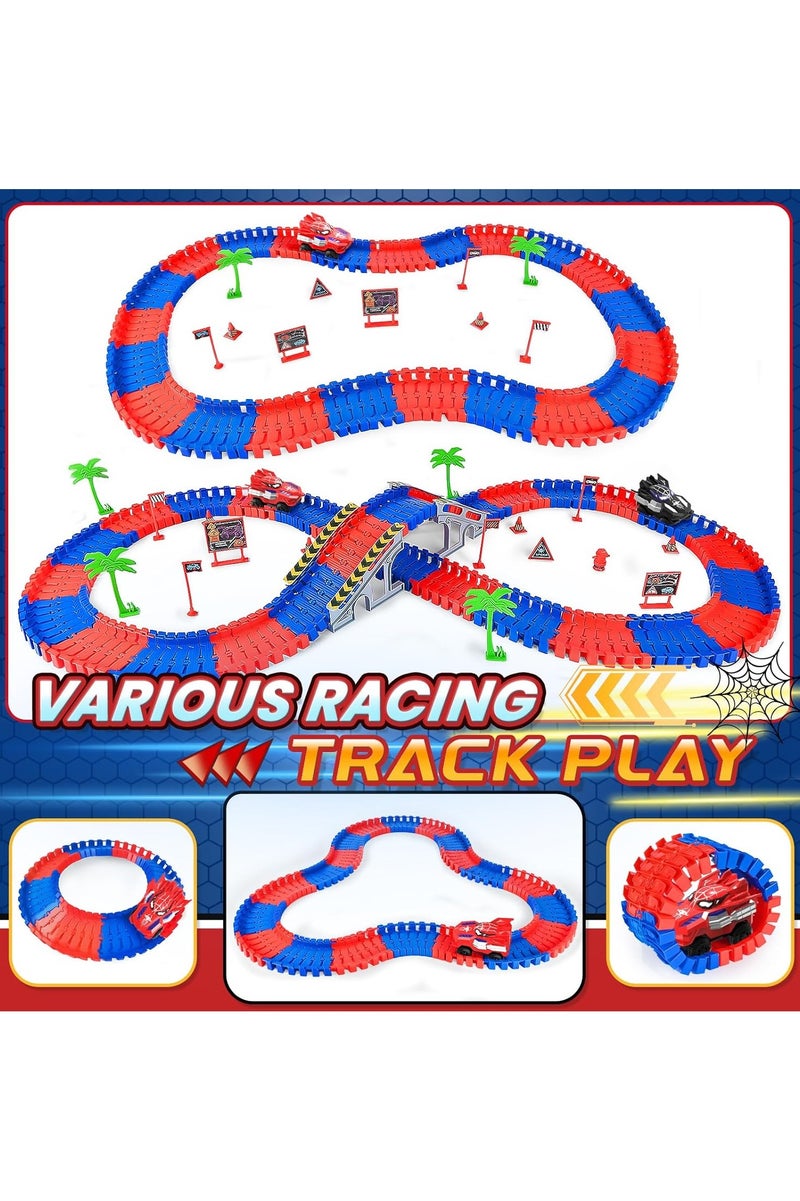 فلاي هسو ألعاب سبايدر للأطفال من عمر 4 إلى 6 سنوات، مسار سباق مكوّن من 212 قطعة للأطفال من عمر 4 إلى 8 سنوات، شاحنة سباق كبيرة، هدية رائعة للأطفال من عمر 3 سنوات فما فوق للأولاد والبنات - Image 3