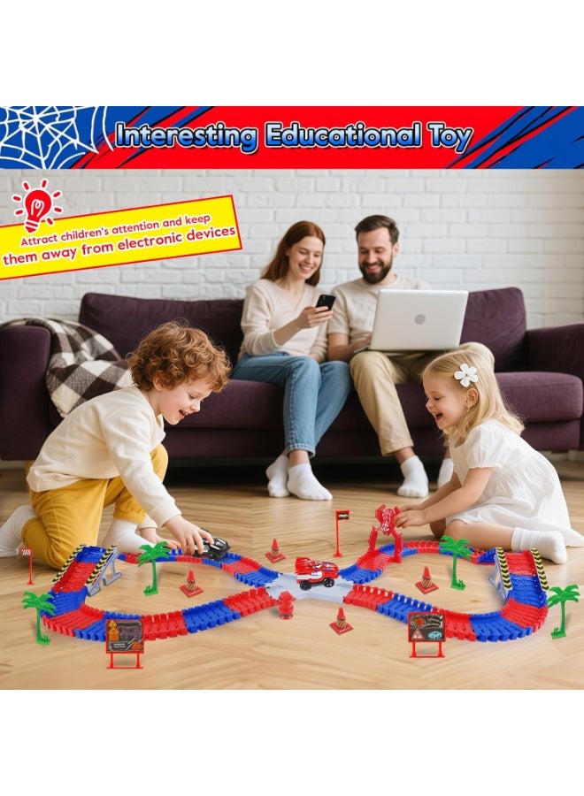 فلاي هسو ألعاب سبايدر للأطفال من عمر 4 إلى 6 سنوات، مسار سباق مكوّن من 212 قطعة للأطفال من عمر 4 إلى 8 سنوات، شاحنة سباق كبيرة، هدية رائعة للأطفال من عمر 3 سنوات فما فوق للأولاد والبنات - Image 5