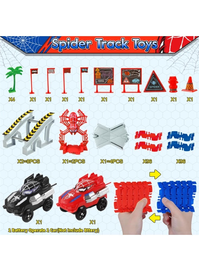 فلاي هسو ألعاب سبايدر للأطفال من عمر 4 إلى 6 سنوات، مسار سباق مكوّن من 212 قطعة للأطفال من عمر 4 إلى 8 سنوات، شاحنة سباق كبيرة، هدية رائعة للأطفال من عمر 3 سنوات فما فوق للأولاد والبنات - Image 4