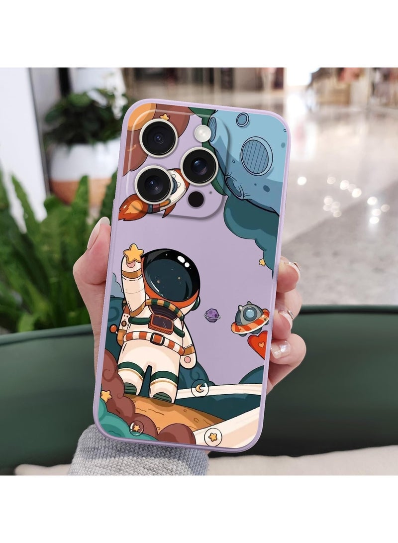 غطاء حماية لهاتف iPhone 16 Pro مقاوم للخدوش، ناعم ورفيع بتصميم رائد فضاء، لهاتف iPhone 16 Pro بحجم 6.3 بوصة – رائد فضاء باللون البنفسجي. - Image 3