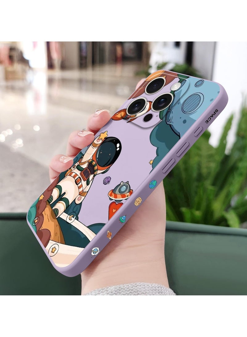 غطاء حماية لهاتف iPhone 16 Pro مقاوم للخدوش، ناعم ورفيع بتصميم رائد فضاء، لهاتف iPhone 16 Pro بحجم 6.3 بوصة – رائد فضاء باللون البنفسجي. - Image 4