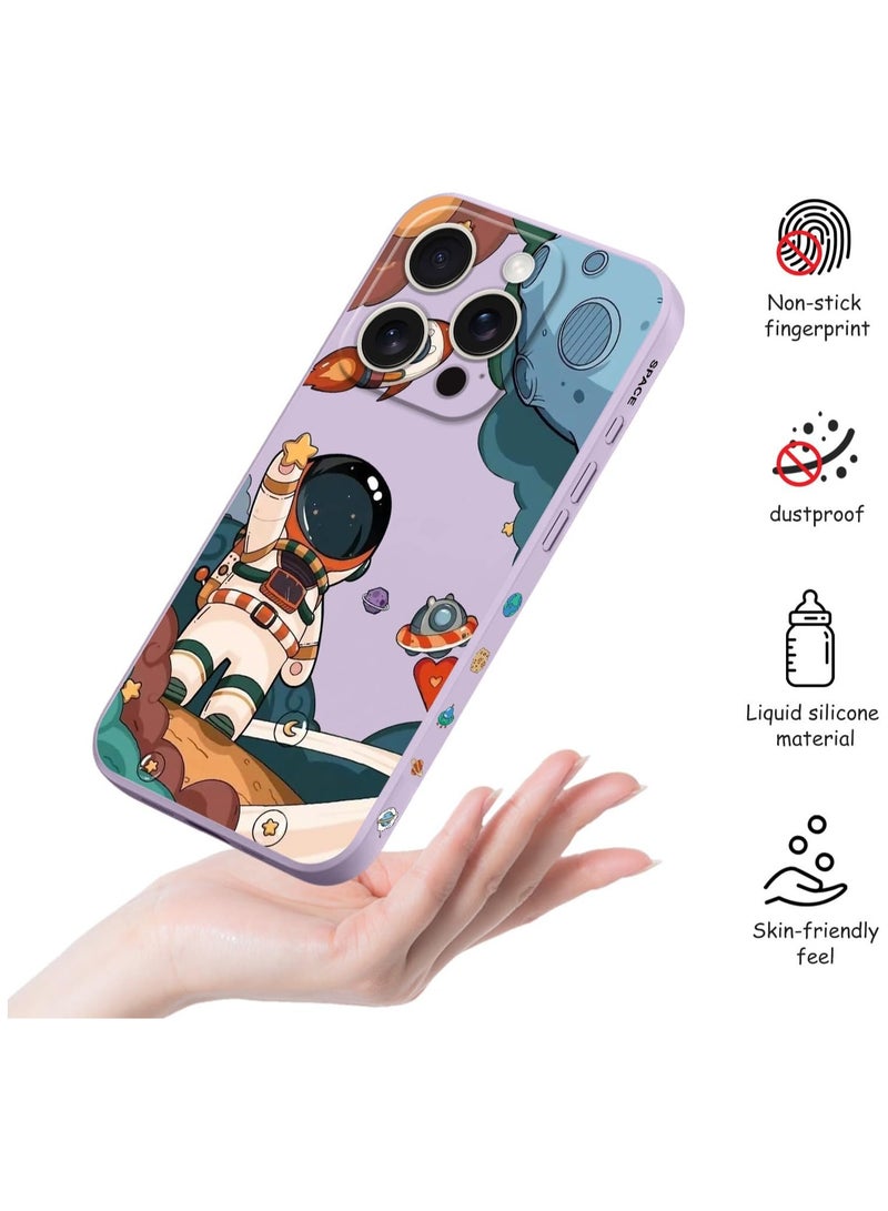 غطاء حماية لهاتف iPhone 16 Pro مقاوم للخدوش، ناعم ورفيع بتصميم رائد فضاء، لهاتف iPhone 16 Pro بحجم 6.3 بوصة – رائد فضاء باللون البنفسجي. - Image 5