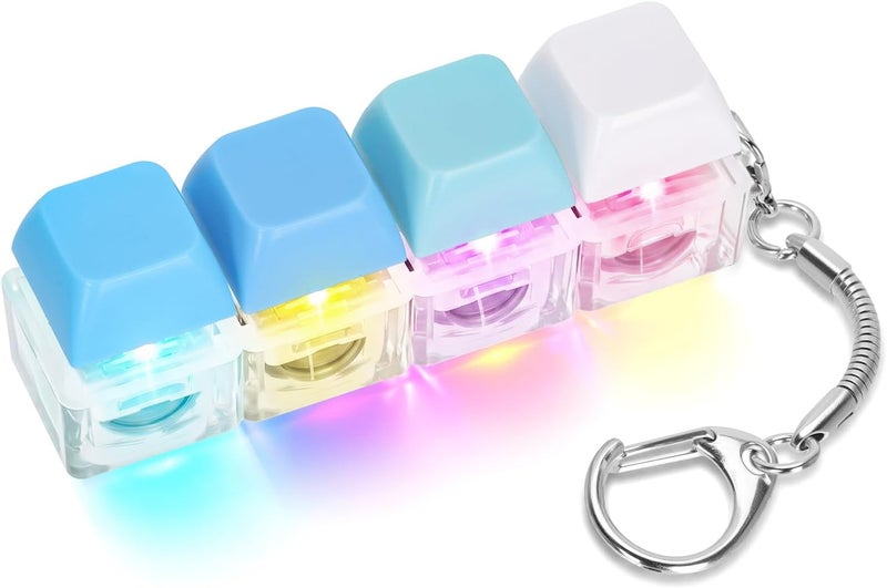 Dalycro Keyboard Fidget Toy, 4-in-1 Mechanical Clicker Fidget Keychain with LED Light Up, Sensory Keyboard Clicker for Anxiety Stress Relief, Office Desk Toy for Adults (GradientBlue, 1P) - Image 1