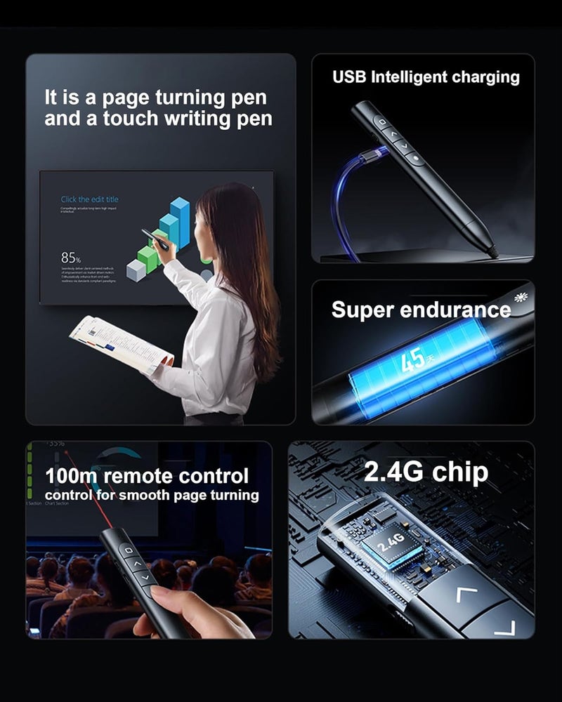 Presentation Clicker, Wireless Presenter Remote Clicker for Powerpoint, Powerpoint Clicker with Volume Control & Page Flip Presentation Remote Slide Advancer Clicker for Mac/Computer/Laptop - Image 3