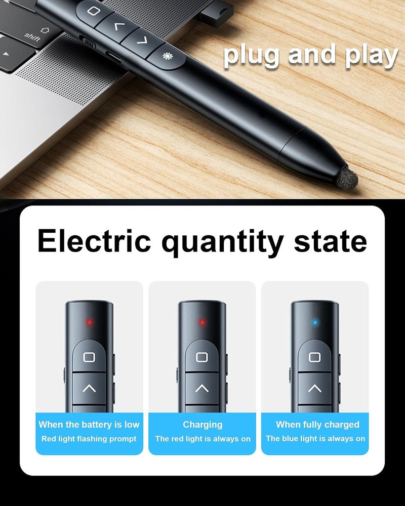 Presentation Clicker, Wireless Presenter Remote Clicker for Powerpoint, Powerpoint Clicker with Volume Control & Page Flip Presentation Remote Slide Advancer Clicker for Mac/Computer/Laptop - Image 5