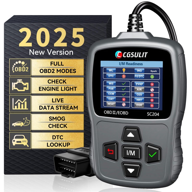 CGSULIT Scan Tool SC204 OBD2 Scanner Check Engine Light Code Reader with Reset OneClick IM Clear Error Code DTC Lookup More Car Diagnostic Tool for All OBDIIEOBD Vehicles After 1996 Grey