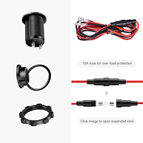 ZHSMS Cigarette Lighter Socket Car Marine Motorcycle ATV RV Lighter Socket Power Outlet Socket Receptacle 12V Waterproof Plug by ZHSMS - Image 2