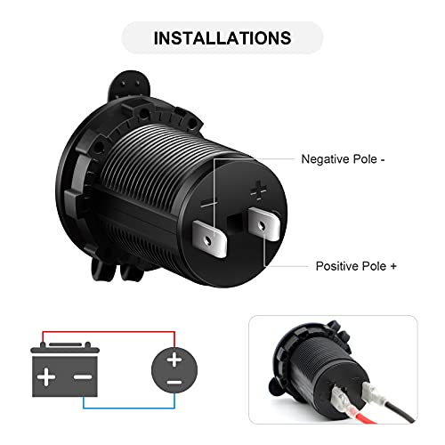 ZHSMS Cigarette Lighter Socket Car Marine Motorcycle ATV RV Lighter Socket Power Outlet Socket Receptacle 12V Waterproof Plug by ZHSMS - Image 4