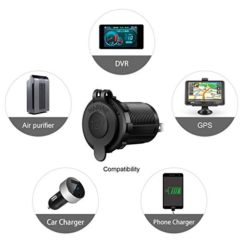ZHSMS Cigarette Lighter Socket Car Marine Motorcycle ATV RV Lighter Socket Power Outlet Socket Receptacle 12V Waterproof Plug by ZHSMS - Image 5