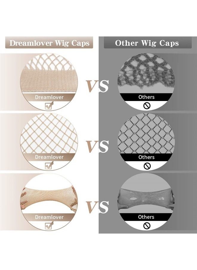 Dreamlover Hair Net for Wig, Wig Cap for Long Hair, Mesh Wig Caps for Women, Natural Nude, 2 Pieces 