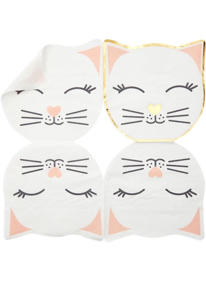 Blue Panda - Blue Panda Cat Themed Party Packs for Birthday Party Supplies (White, Gold Foil, Serves 24) - Image 1