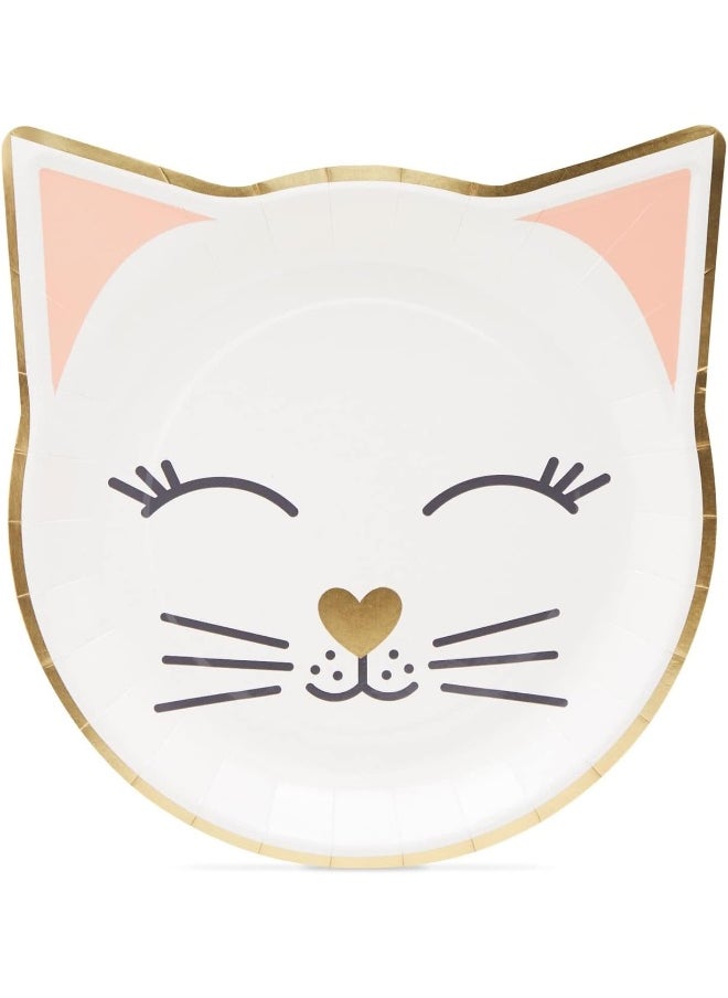 Blue Panda - Blue Panda Cat Themed Party Packs for Birthday Party Supplies (White, Gold Foil, Serves 24) - Image 1