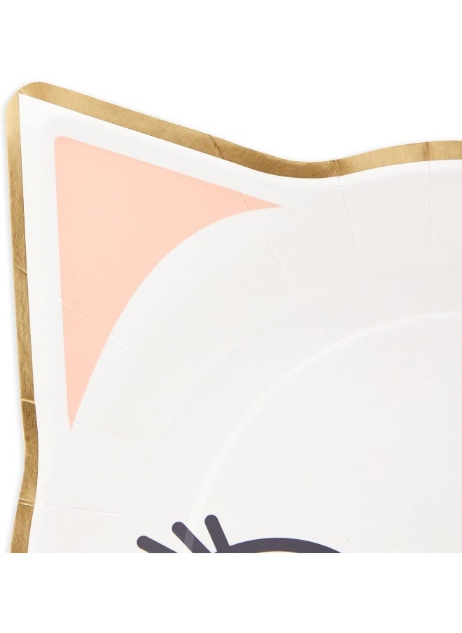 Blue Panda - Blue Panda Cat Themed Party Packs for Birthday Party Supplies (White, Gold Foil, Serves 24) - Image 1