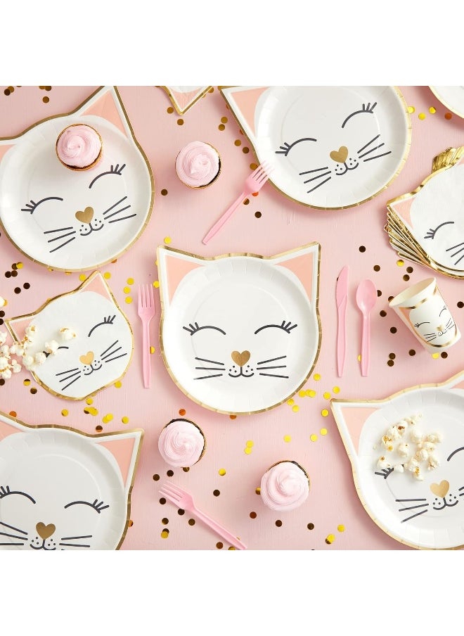 Blue Panda - Blue Panda Cat Themed Party Packs for Birthday Party Supplies (White, Gold Foil, Serves 24) - Image 1