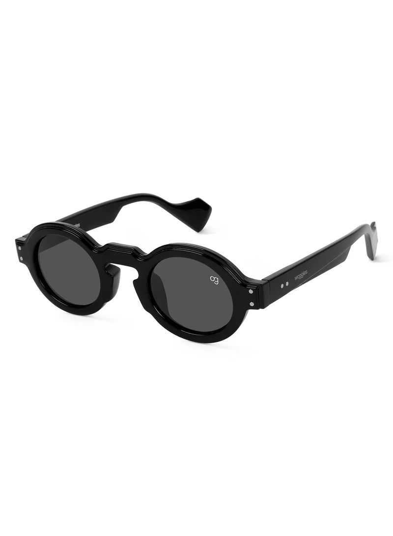 ووجلز Designer Black Round Sunglasses| Men & Women| 100% Uv Protection