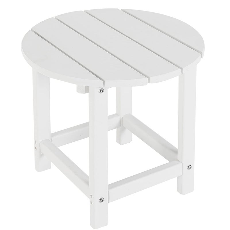 LZRS Round Adirondack Patio Side Table End Table Outdoor Side Tables for Patio BackyardPool Indoor Companion Easy Maintenance Weather ResistantWhite