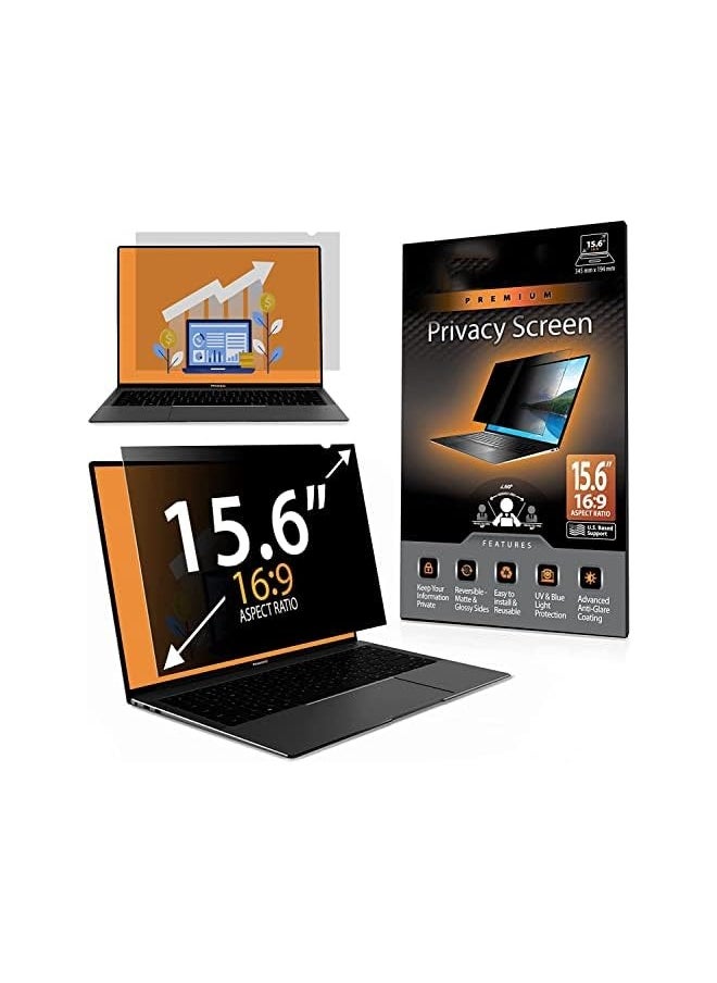 PROMASS Screen Filters, 15.6"" Inch (1 Pack) Laptop Privacy Screen-Filter for 16:9 Widescreen Display; 60 Degree Privacy, Advanced Anti-Glare, UV Light Reduction & Blue Light Filter  - Image 1