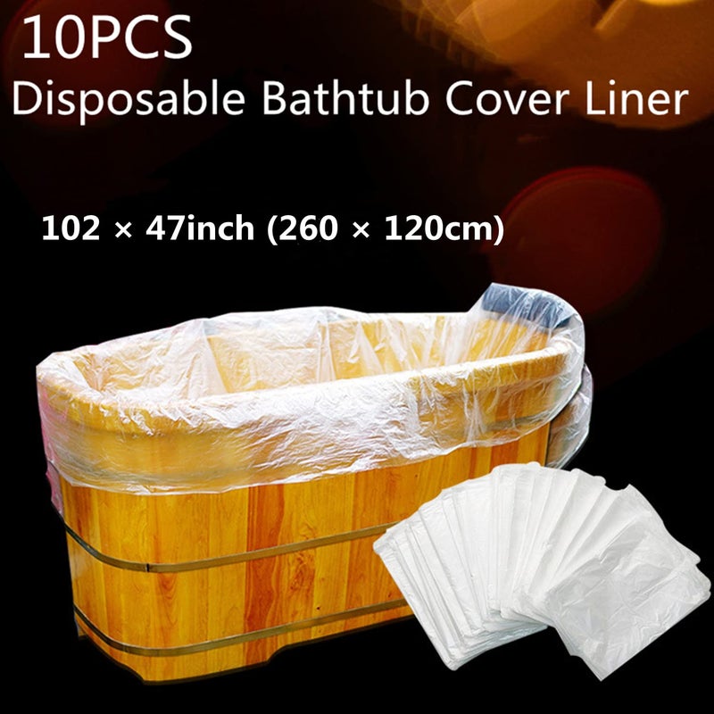 Odowalker 10 Pack Disposable Bathtub Cover Liner Film Large Size (102 × 47inch) Transparent Thickened Plastic Bathtub Bag for Salon, Household and Hotel Bath Tubs, Traveling Salon Household Holiday Inn - Image 2