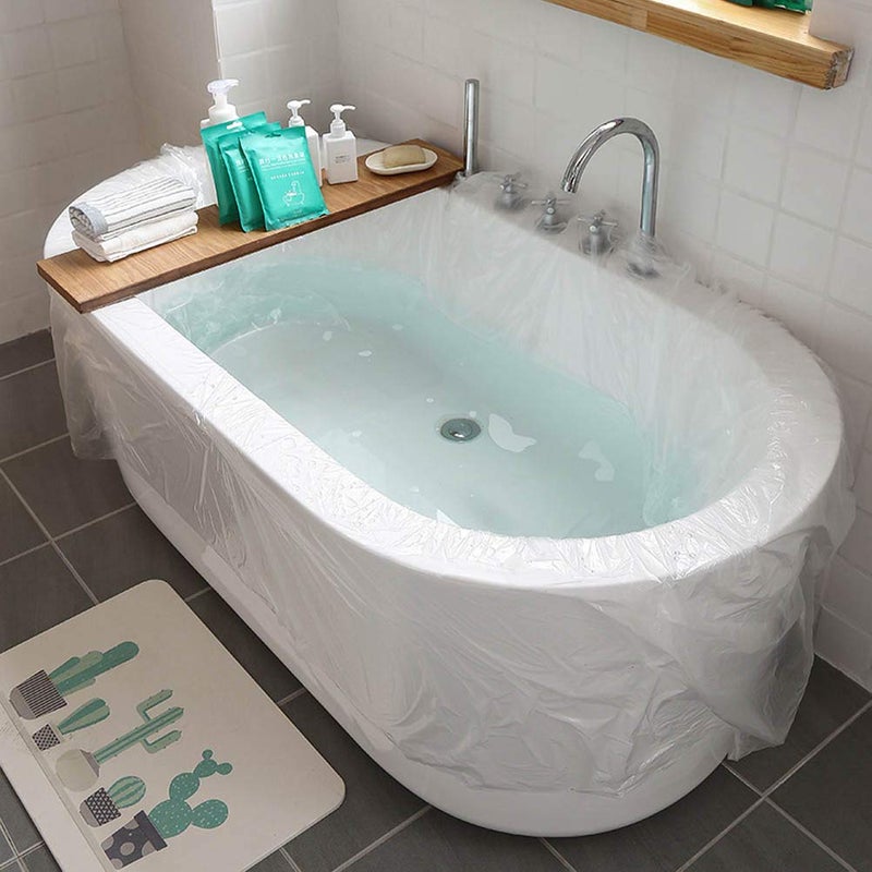 Odowalker 10 Pack Disposable Bathtub Cover Liner Film Large Size (102 × 47inch) Transparent Thickened Plastic Bathtub Bag for Salon, Household and Hotel Bath Tubs, Traveling Salon Household Holiday Inn - Image 5