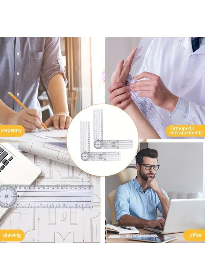 2pcs 7 Inch 360 Degree Clear Plastic Protractor And Ruler Angle Measuring Tool - Image 5