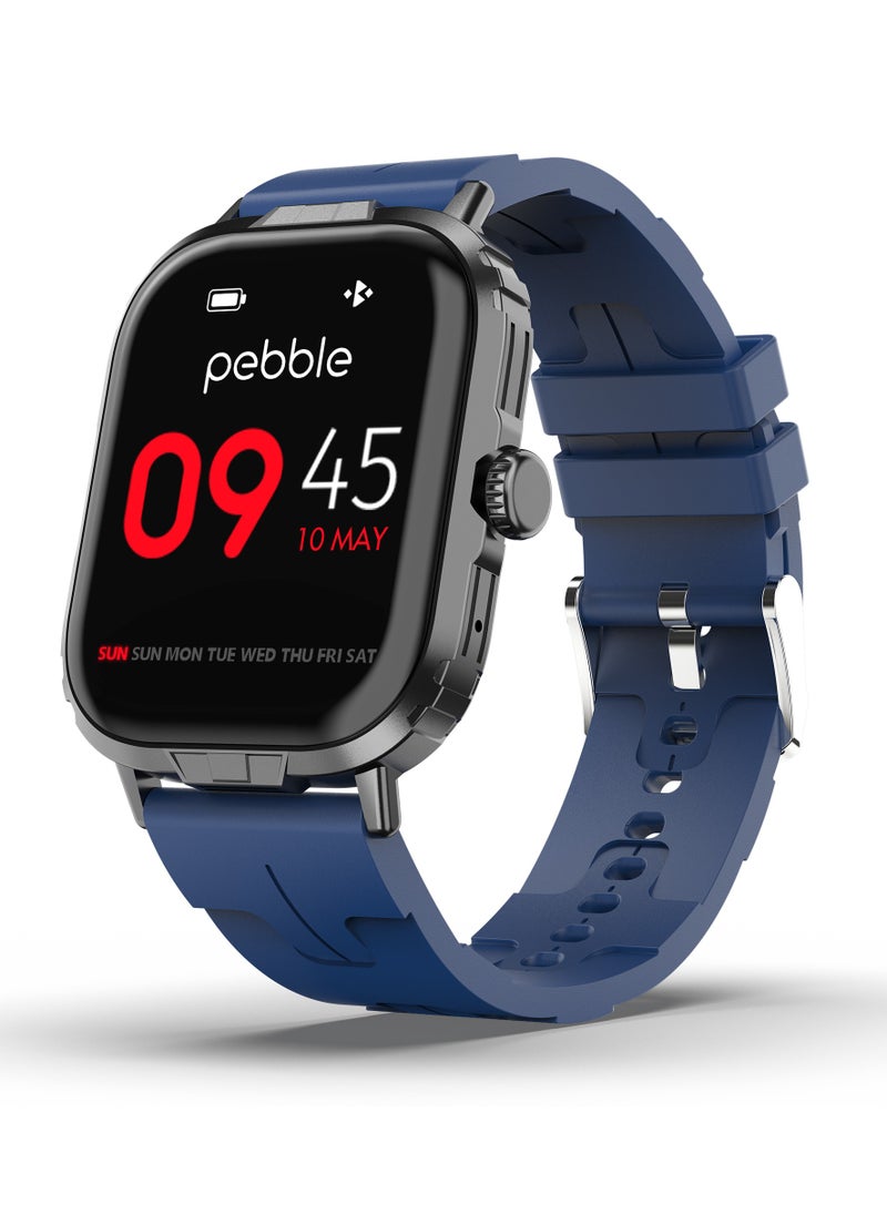 Pebble Nomad Pro Smart Watch for Men and Women, 1.99" True HD Display, Bluetooth Calling, Rugged Build, Rotating Crown, DIY Watch Faces, 100+ Sports Modes, IP68 Water and Dust Resistance, Navy Blue  - Image 1