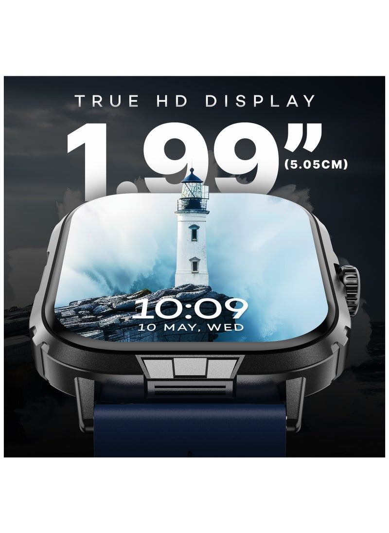 Pebble Nomad Pro Smart Watch for Men and Women, 1.99" True HD Display, Bluetooth Calling, Rugged Build, Rotating Crown, DIY Watch Faces, 100+ Sports Modes, IP68 Water and Dust Resistance, Navy Blue  - Image 3