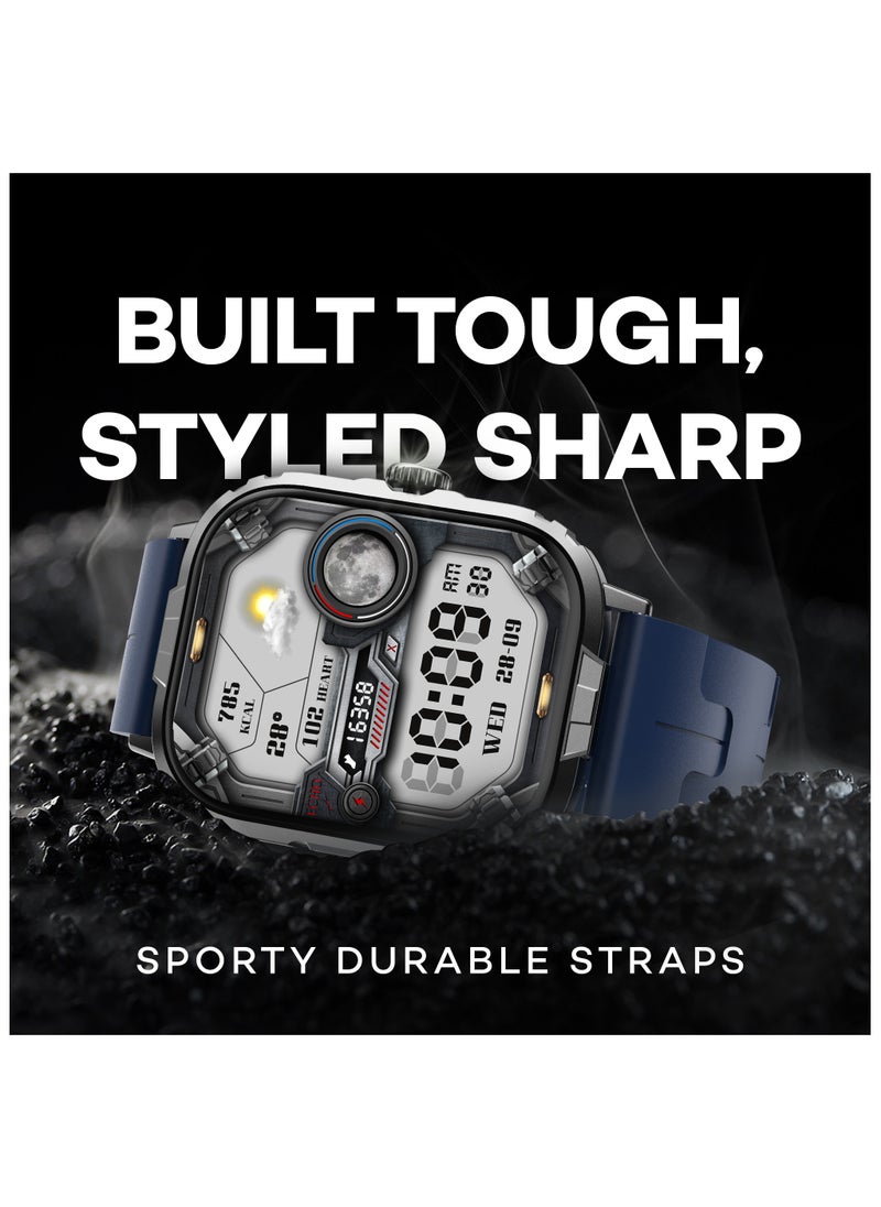 Pebble Nomad Pro Smart Watch for Men and Women, 1.99" True HD Display, Bluetooth Calling, Rugged Build, Rotating Crown, DIY Watch Faces, 100+ Sports Modes, IP68 Water and Dust Resistance, Navy Blue  - Image 4
