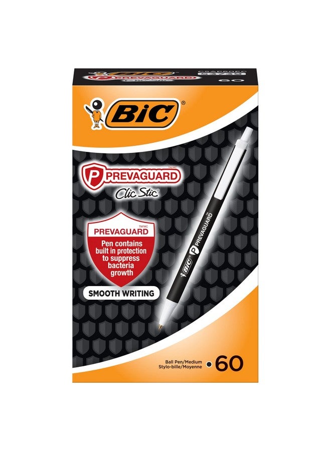 بيك قلم حبر جاف Prevaguard Clic Stic يحتوي على حماية مدمجة في القلم لقمع نمو البكتيريا، أسود، 60 قلمًا - Image 1