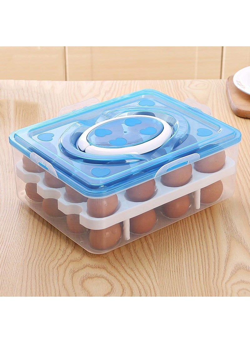 AMULAKH AMULAKH Double Layer 32 Grid Egg Storage Box for Egg Storage Container Holder with Lid and Tray Plastic Carrier Cases Refrigerator Fridge Kitchen Food Storage Box Outdoor MultiColor  - Image 2