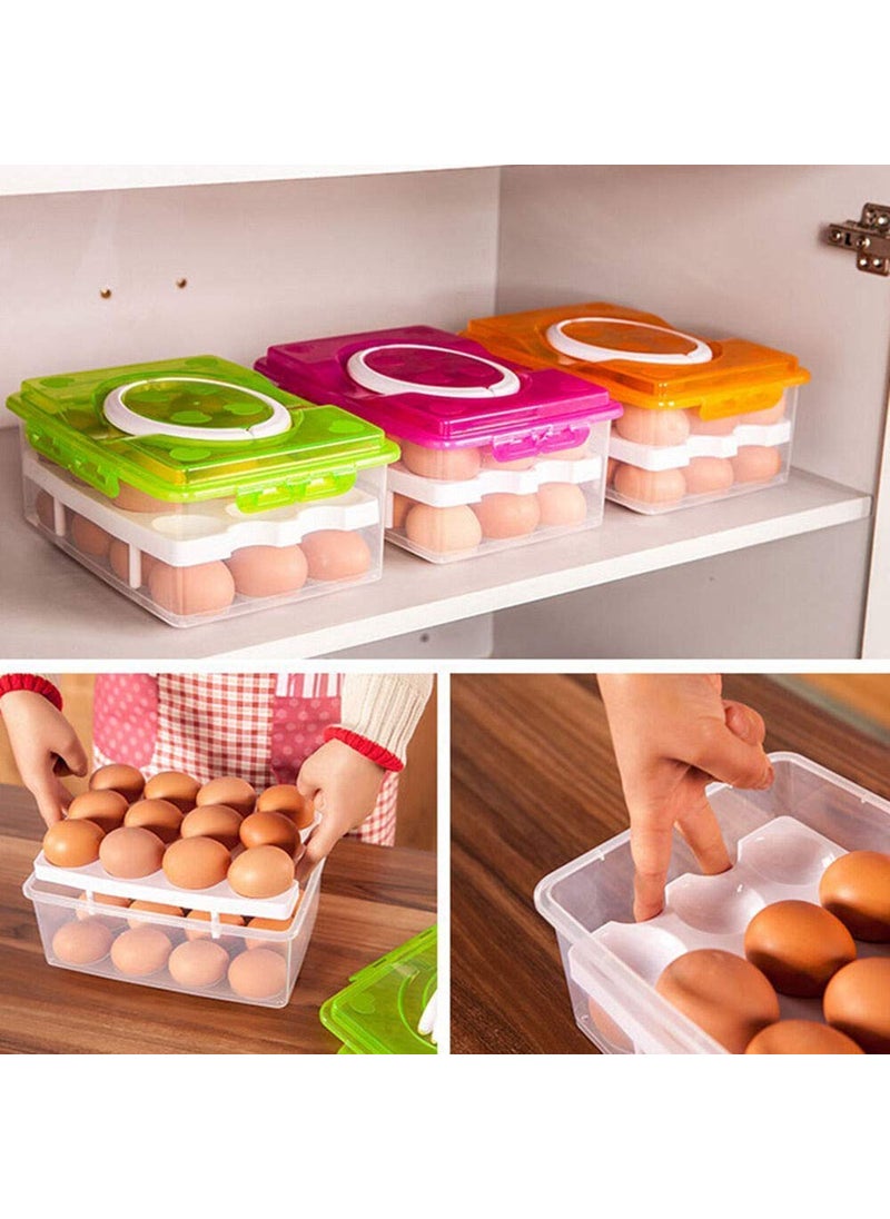AMULAKH AMULAKH Double Layer 32 Grid Egg Storage Box for Egg Storage Container Holder with Lid and Tray Plastic Carrier Cases Refrigerator Fridge Kitchen Food Storage Box Outdoor MultiColor  - Image 4