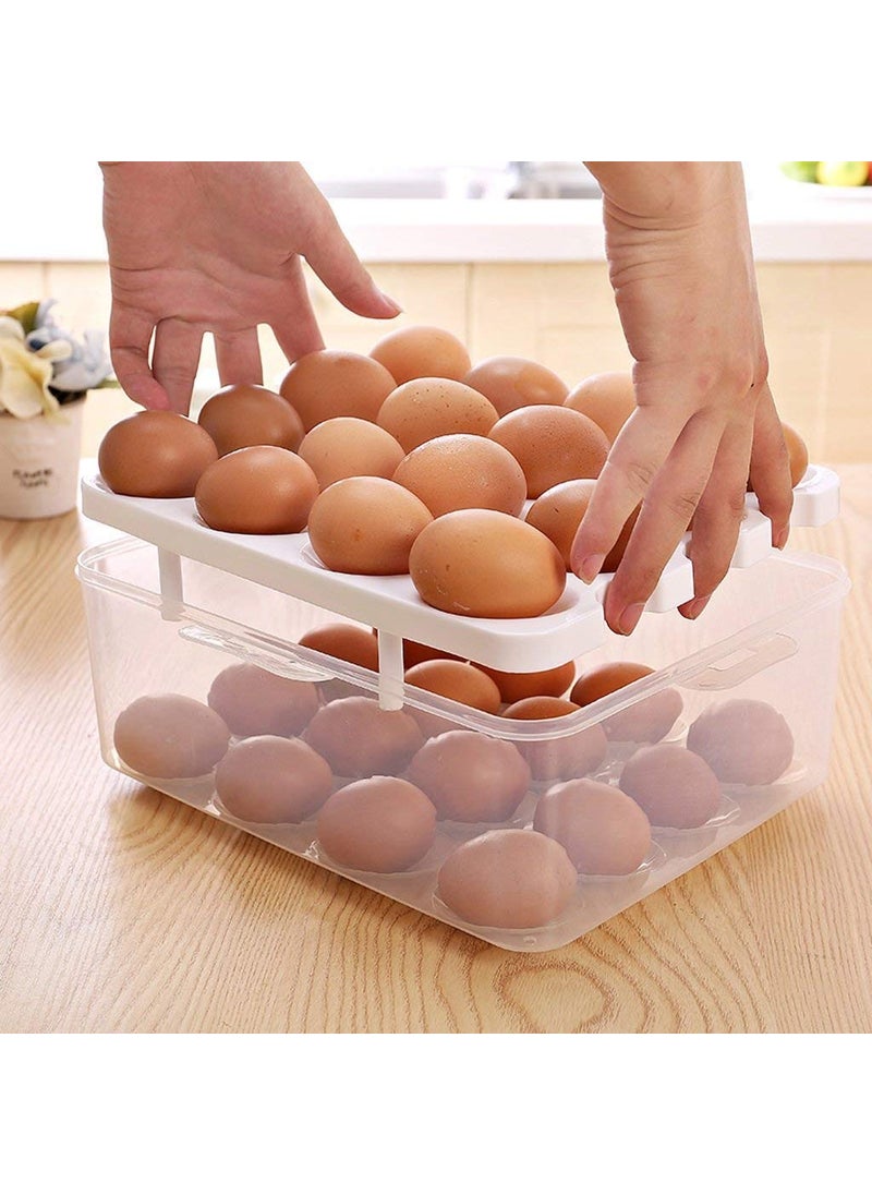 AMULAKH AMULAKH Double Layer 32 Grid Egg Storage Box for Egg Storage Container Holder with Lid and Tray Plastic Carrier Cases Refrigerator Fridge Kitchen Food Storage Box Outdoor MultiColor  - Image 5