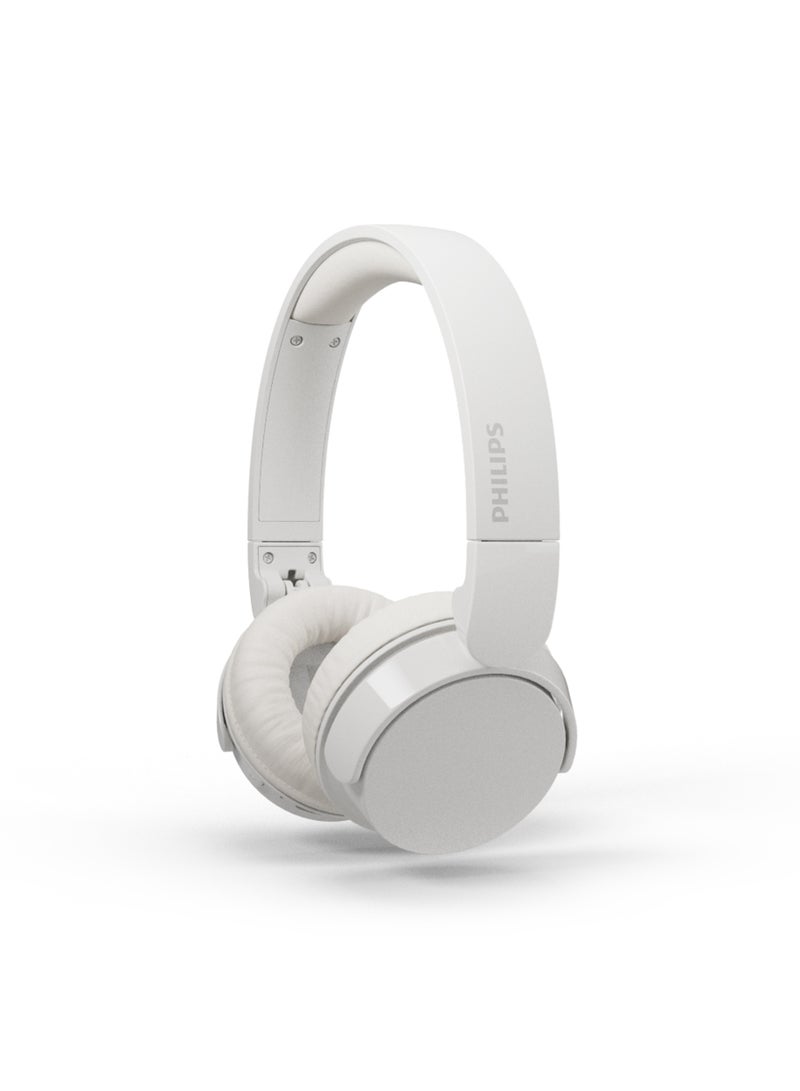 Philips True Wireless On-Ear Headphone- Dynamic Bass- Light weight- Natural sound- Foldable-55 hours Play time- White - Image 1