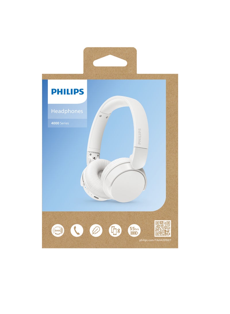 Philips True Wireless On-Ear Headphone- Dynamic Bass- Light weight- Natural sound- Foldable-55 hours Play time- White - Image 5